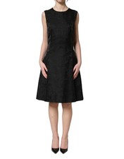 Dolce & Gabbana Black Floral Jacquard Sleeveless A-line Women's Dress