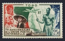Togo C18, MNH. Michel 217. UPU-75, 1949. French Colonials, Globe, Plane.