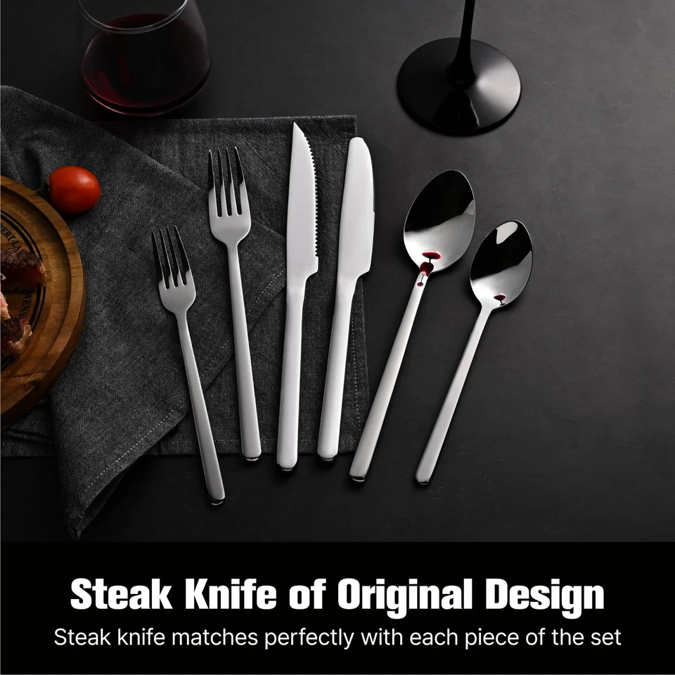 48-Piece Silverware Set with Steak Knives, Flatware Set for 8, Stainless Stee... - Image 3 of 4