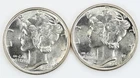 1942 1943 BU Mercury Dimes Silver 10c Lot of 2