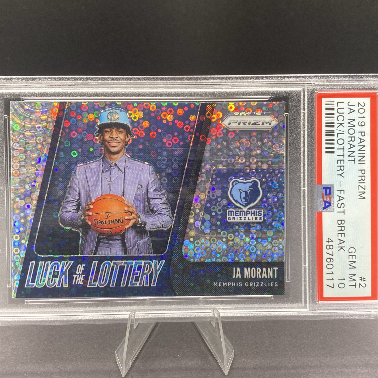 2019 Prizm Ja Morant RC PSA 10 Luck of Lottery Fast Break Silver