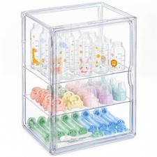 Clear Acrylic Baby Bottle Storage Organizer for Countertop Cabinet, 3 Tiers A...