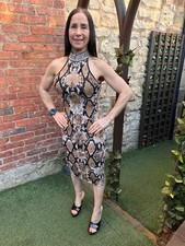 COAST ~ JEWELLED COLLAR SLEEVLESS STRETCHY BANDAGE BODYCON PARTY DRESS ~ UK XS