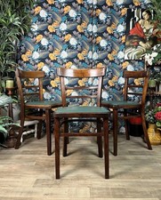 3 Vintage Bentwood Bistro Dining CHAIR CENTRE LTD London Green Vinyl Seat 1950s