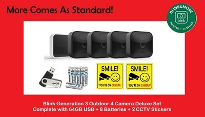 Blink Generation 3 Outdoor 4 Kamerasystem Deluxe Set mit 64GB USB + 2 CCTV