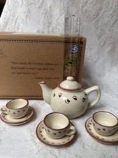 Ceramic Paw Print Tea Set with Teapot, 3 Cups, 3 Saucers, Glazed Novelty Design