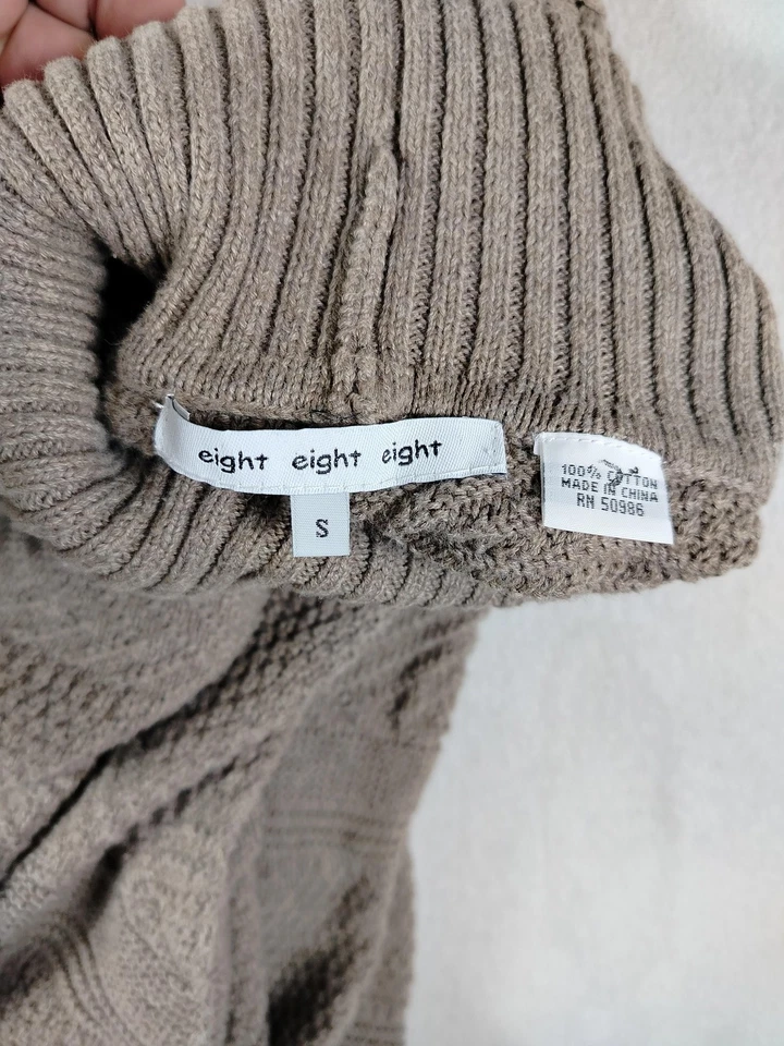 Eight Eight Eight Sweater Womens Small Beige Turtleneck Tunic Cabincore Cozycore - Image 4 of 4