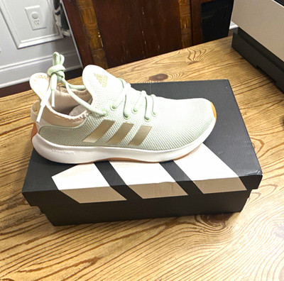 adidas Cloudfoam Pure Low Top Lace Up Mesh Sneaker Linen Green Gum JI4875