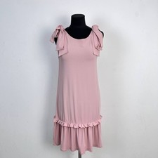Red Valentino Pink Bow Shoulder Ruffle Hem Shift Dress Women Size M 