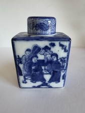 Vintage Chinese Porcelain Tea Caddy Blue & White “People’s Republic Of China”