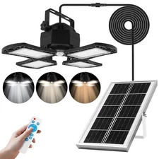Solar Power Pendant Shed Lights Garage Shop Barn Yard LED Powered Hanging Lamp~