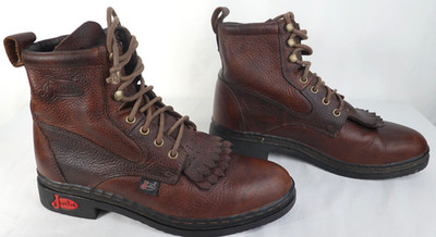 Justin L0902 Kiltie Lace Up Work Boots size 7.5B Leather