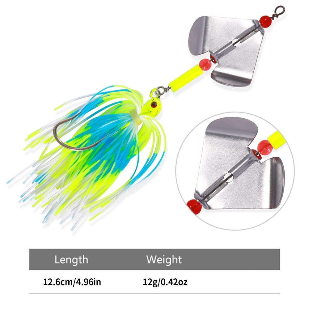 4PCS/Set Spinnerbait Blade Bait Rubber Skirt Buzzbait Fishing Lures Tackle 12g - Image 5