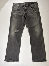 AGOLDE Isabel Distressed Straight Leg Jeans Medium Wash Black Sz 30 Made In USA