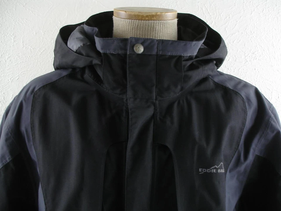 Men's L Eddie Bauer Weatheredge Superior Black Gray Waterproof Parka Rain Jacket - Image 4 of 4