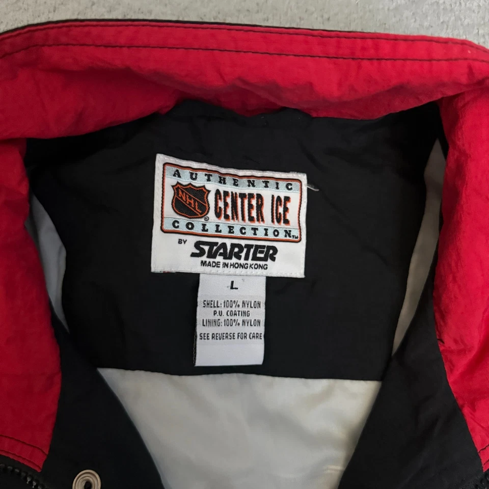 Pullover de colección Chicago Blackhawks Starter para hombre talla grande 1/4 cremallera *manchas Foto 2 de 4