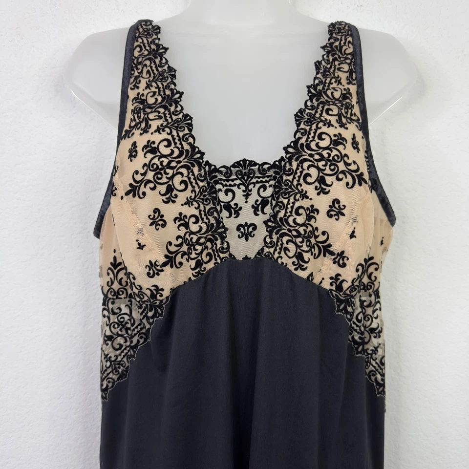 Camisón Soma Mujer XL Negro Beige Encaje Lencería Sin Mangas Romántico Boudoir Femenino Foto 3 de 4
