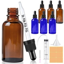 CoKeeSun 6 Pezzi 30ml Boccette Vetro Contagocce Ambrato e Blu Bottiglie Co