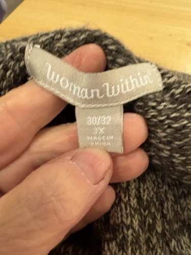 Woman Within 3x 30/32 Gray Marled Tweed Zip Front Sweater Cardigan Acrylic - Picture 7 of 10