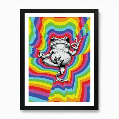 Zen Frosch Meisterwerk Kunstdruck gerahmt Wandbild Poster Leinwanddruck Bild