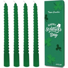 4 PCS Green Spiral Twisted Taper Candles 10 Inch Unscented Candlesticks