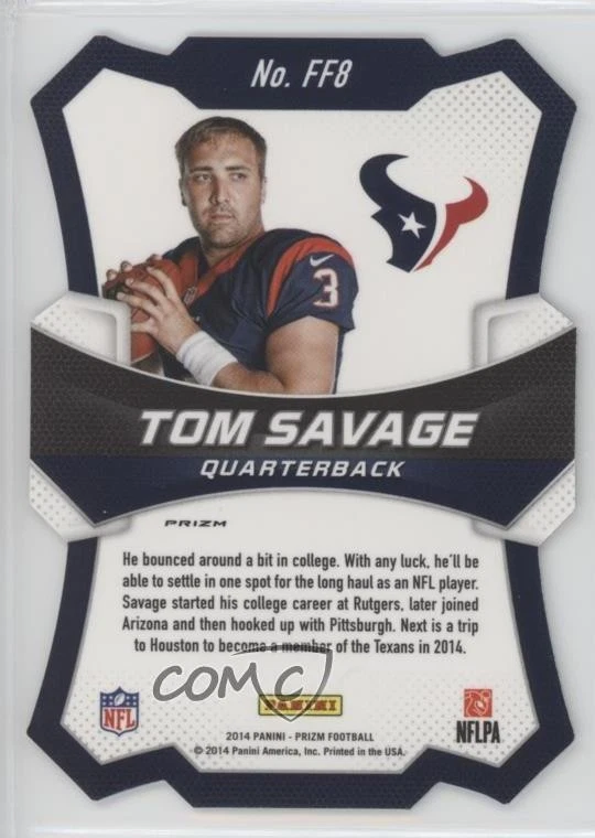 2014 Panini Prizm Fresh Faces Silver Prizm Tom Savage #FF8 Rookie RC - Image 2 of 2