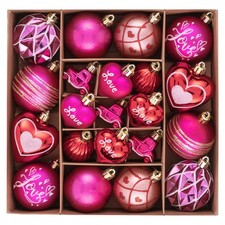 DecorbyHannah Valentines Day Ornaments Tree Decorations, 21ct Pink Red Heart ...