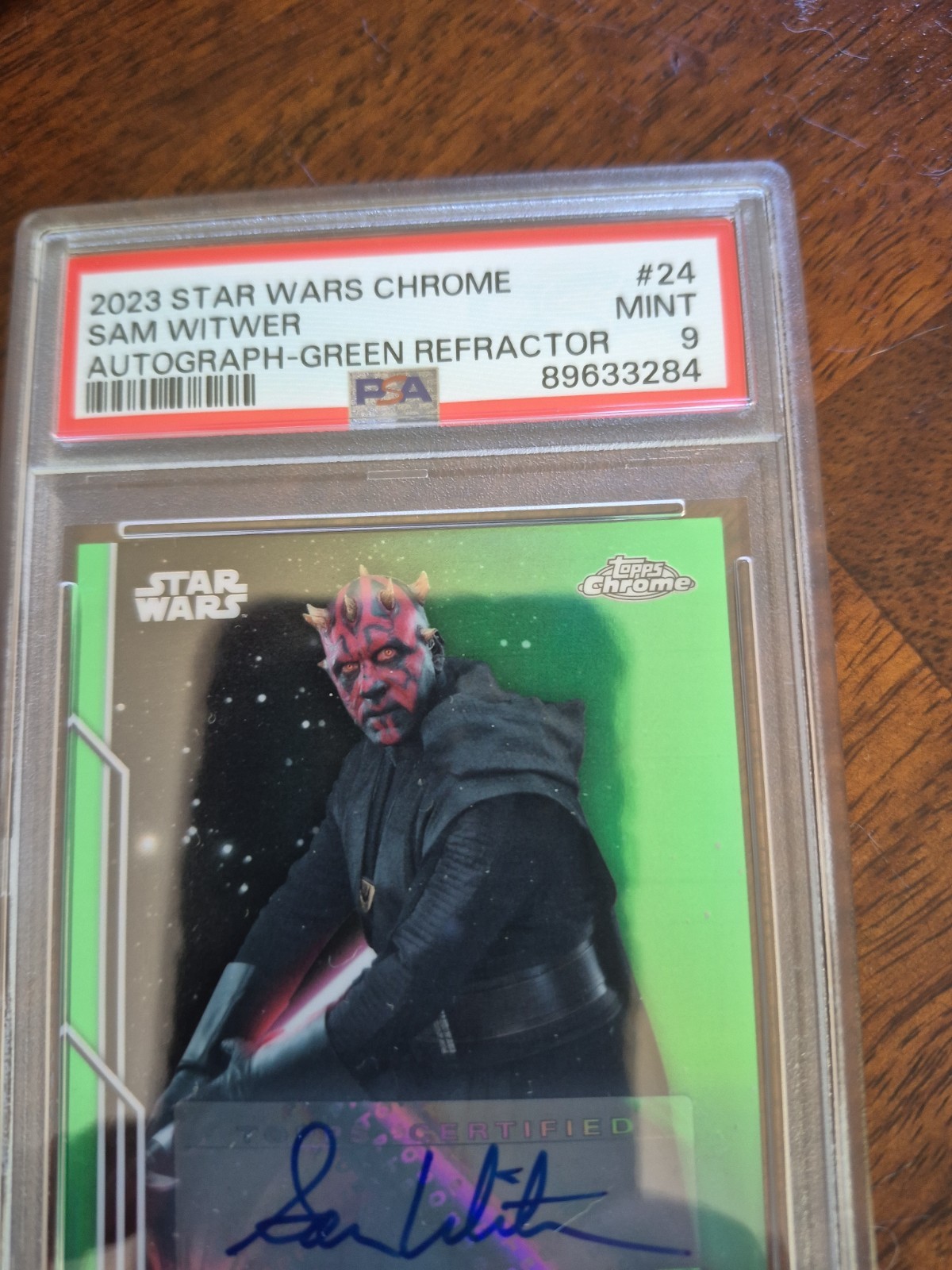 Star Wars Topps Chrome 2023 Darth Maul Autograph Green 05/99“Sam Witwer” PSA 9 view 3