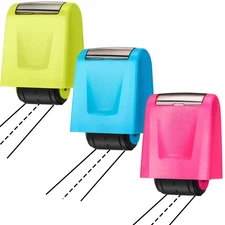 3 PCS Dashed Handwriting Line Practice Roller Stamp Self-Inking Assorted