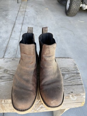 Danner Men's Brown Leather Chelsea Ankle Boots Slip-On Rubber Sole Round Toe