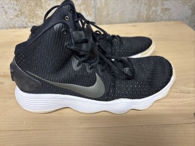 black Nike Hyperdunk 2017 basketball shoes, featuring a metallic silver swoosh