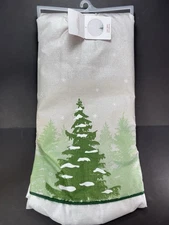 NWT December Home Tree Skirt Silver Green Xmas Trees Shimmer 48" New