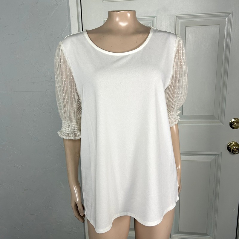 NEW Adrianna Papell Women's Shirt XL Blouse Short Sleeve Party Sheer C4-9
