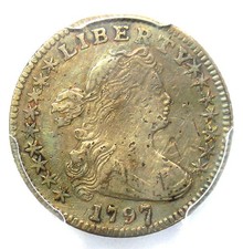 1797 Draped Bust Half Dime H10C 16 Stars - Certified PCGS VF Details - Rare Date