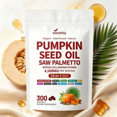 Pumpkin Seed Oil 4000mg with Saw Palmetto Softgels Collagen Supplement for Skin