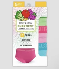 NEW Fruit of the Loom Girls' 5pk Briefs ENERGIZE Cotton Stretch Size 16