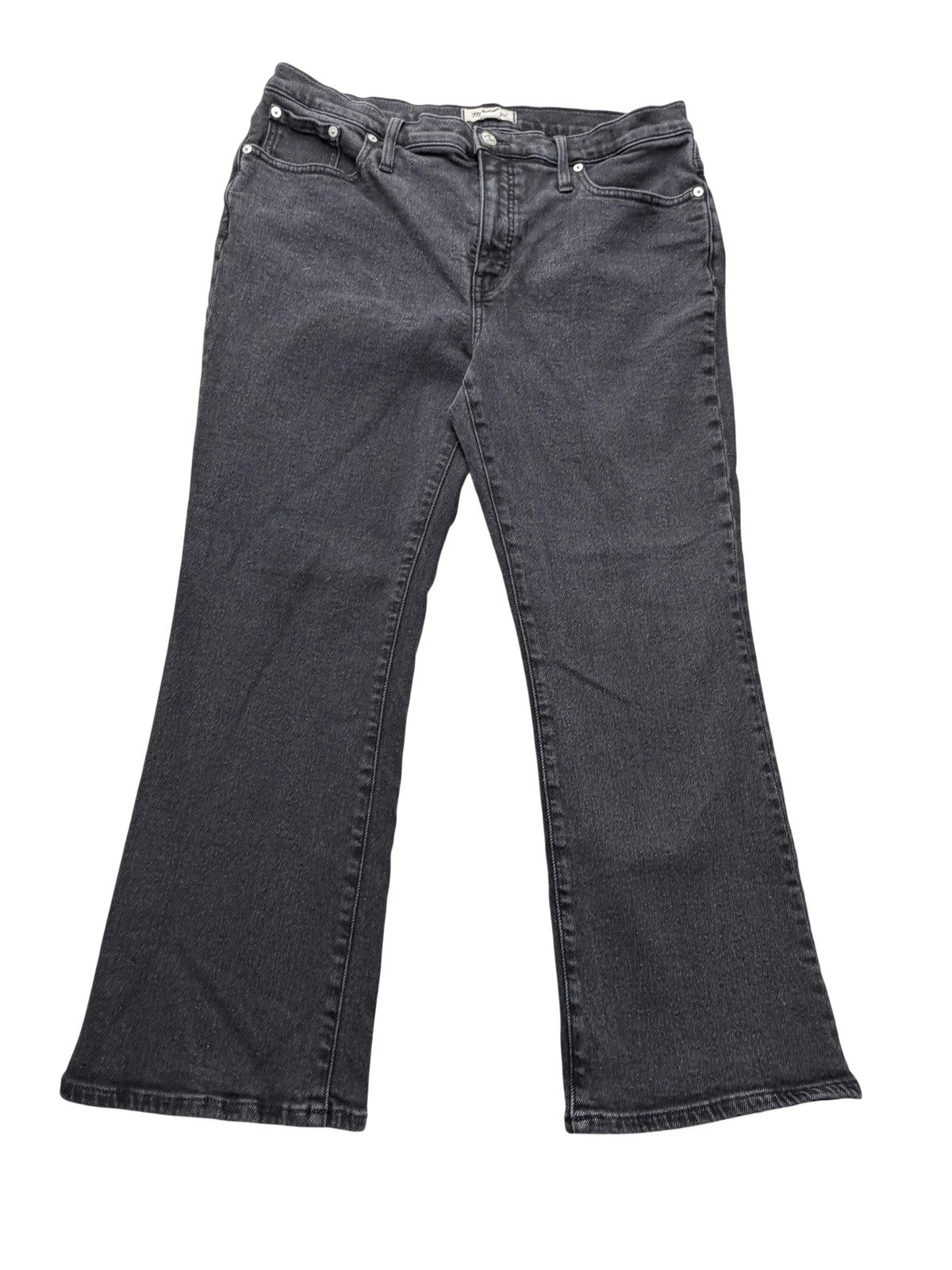 Madewell Mid Rise Kick Out Jeans Womens 32 Charcoal Wash Crop Stretch Bootcut