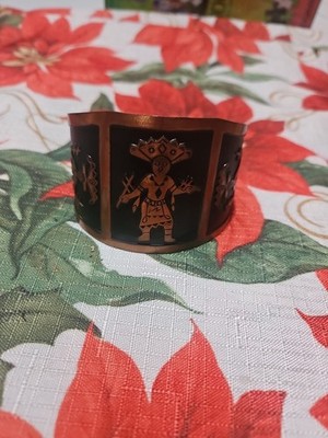 VTG Solid Copper WIDE Cuff Bracelet Hopi Dancing Kachina 2'' 