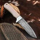 8.8" inch Handmade Damascus Hunting Knife Full Tang Wood Handle Leather Sheath — photo 6