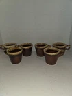 Lot of 6 Vintage Hull Brown Dripware Coffee Mugs Cups Oven Proof USA Pottery
