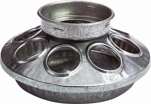 Little Giant Chick Feeder Galvanized Steel Mason Jar Base Eight Feeding Holes - Picture 2 of 2