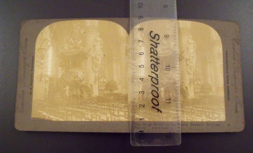 Antike Stereo Ansicht Stereoview Karte feinste Kanzel der Welt Belgien Brüssel  - Bild 3 von 4