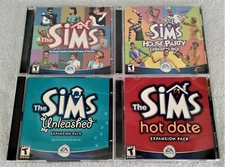 The Sims + 3 Expansion Packs ~ Hot Date, Unleashed, House Party ~ PC Video Game