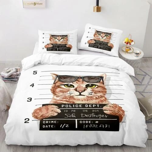Cats Quilt Duvet Cover Pillowcase Pets Bedding Set Single Double King Size Hot - Picture 47 of 63