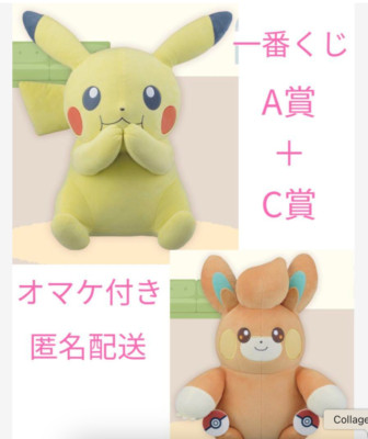 Pokémon ichibankuji 2024 Pamo multi-stand plush doll & pikachu plush doll set