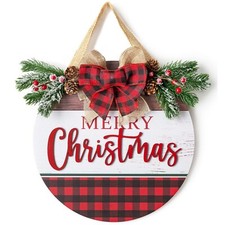 Christmas Sign for Front Door Wall Decor - Walasis Merry Christmas Signs Hang...