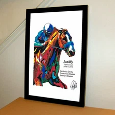 Justify Triple Crown Belmont Stakes Horse Racing Poster Print Wall Art 11x17