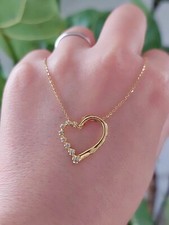 Diamond Heart Necklace 14k Pendant 18k Chain Solid Yellow Gold