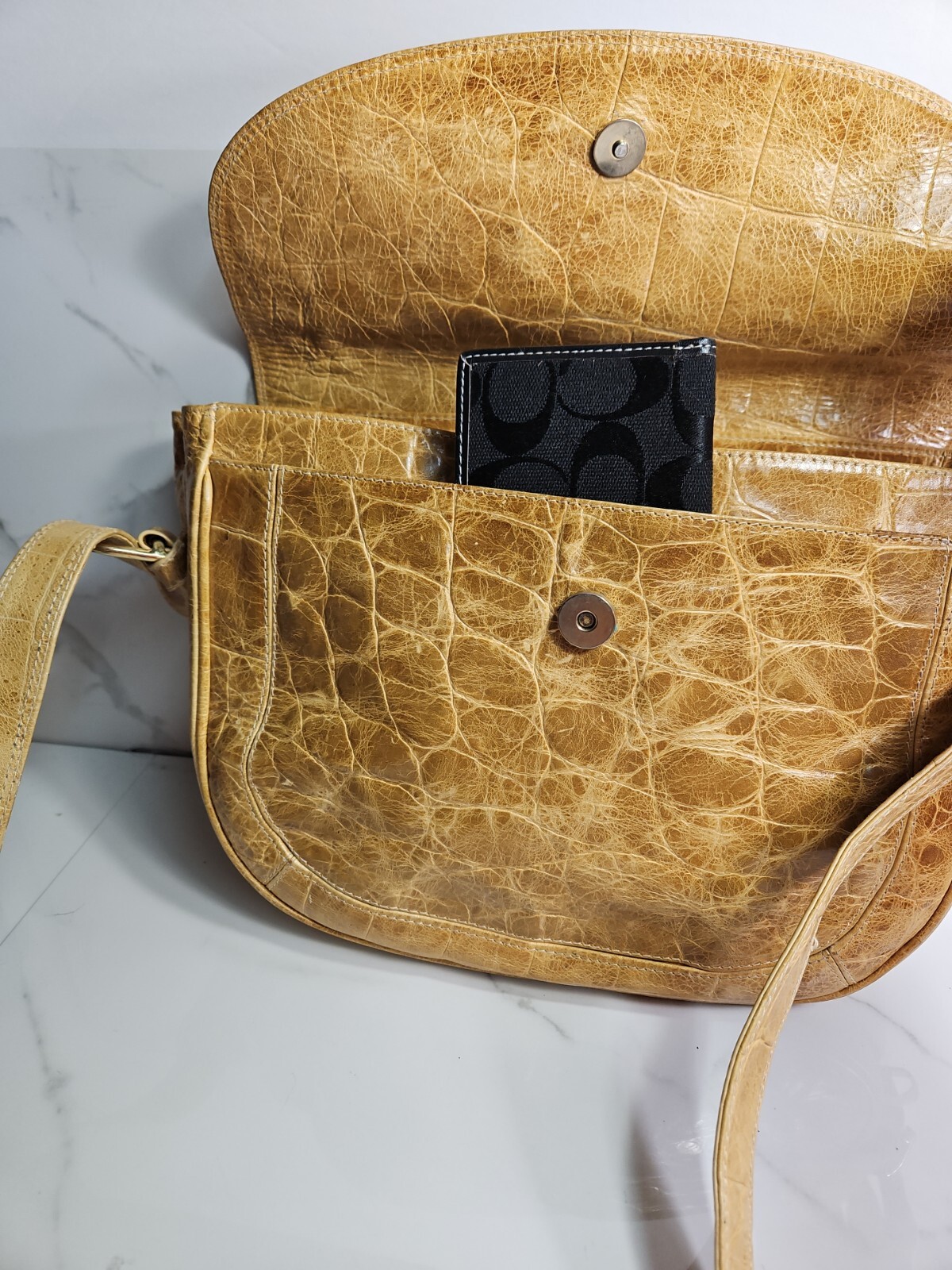 Neiman Marcus Crocodile Embossed Pattern Leather … - image 1