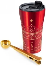 Sttoke North Star Gift Box, 12 oz Leakproof Ceramic Reusable Coffee,Mugs